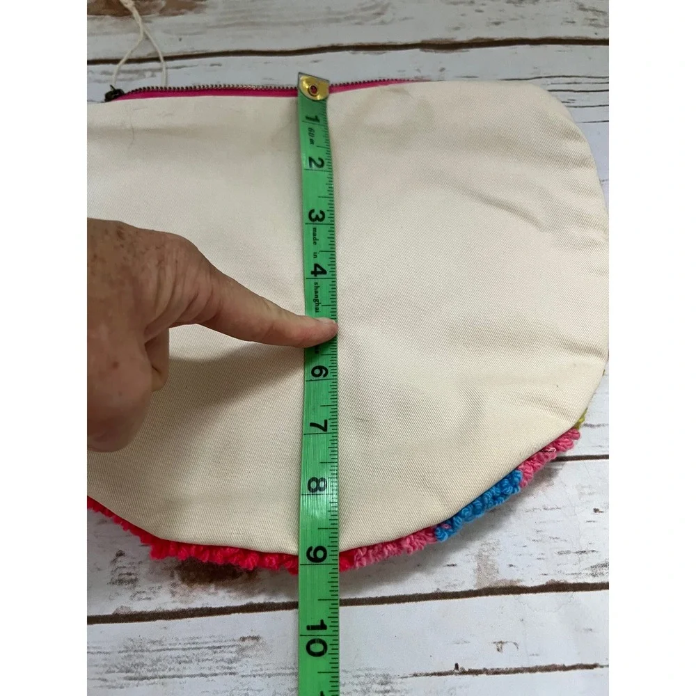 Handmade Clutch Multi-color Punch Needle Tufted Checkered Large OS